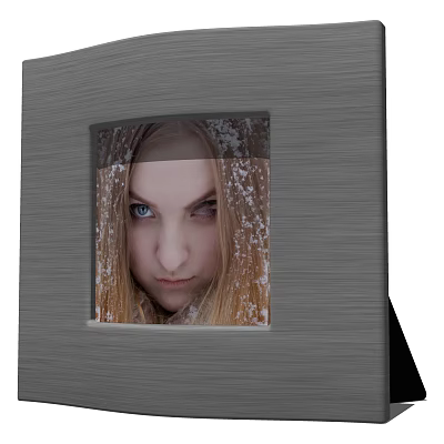 Sleek Gray Metal Photo Frame Displaying Snowy Portrait Picture For Home Decor 3d model
