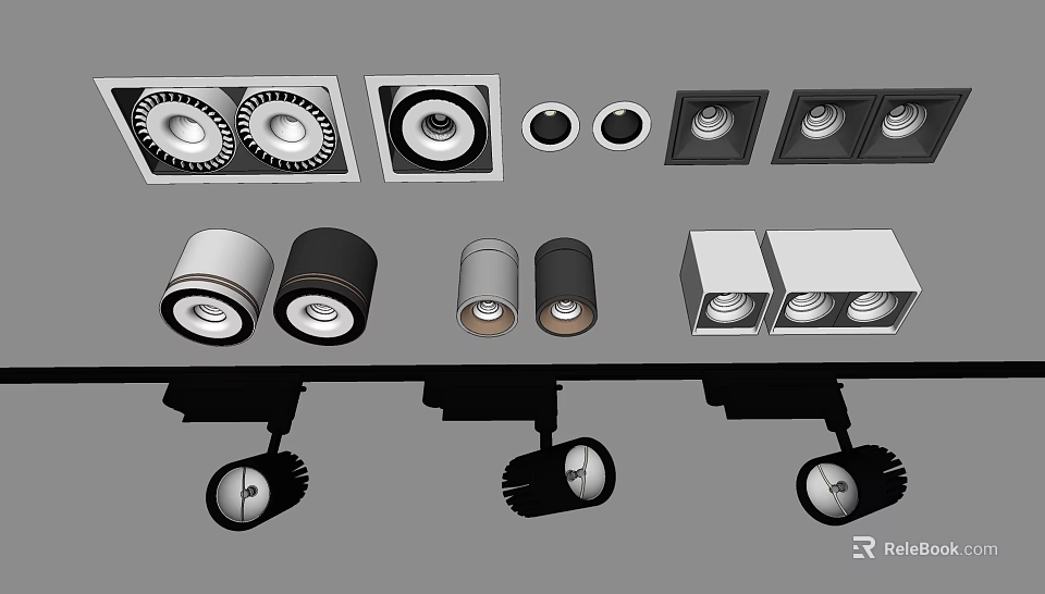Various Modern Recessed Downlights And Ceiling Spotlights For Home Lighting Design Solutions 3d model 