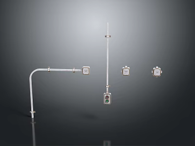 Industrial Metal Mounting Components With Vertical Horizontal Rods And Control Units 3d model