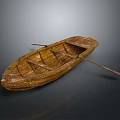 Traditional Wooden Boat As Classic Water Transport With Oars And Handcrafted Design