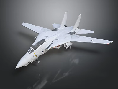 White Fighter Jet with Streamlined Design and Landing Gear on Ground 3d model