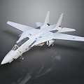 White Fighter Jet with Streamlined Design and Landing Gear on Ground