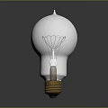 Transparent Glass Light Bulb With Filament And Golden Base On Gray Background