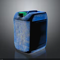 Blue Plastic Barrel With Green Lid And Blue Handle Featuring Surface Marks For Storage 3d model