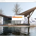 Modern Post Station Public Building Visitor Center Building Exhibition Hall Small Public Building Cafe Building Post Station Building 3d model