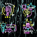 Neon Decorative Lights For Karaoke Rock Star With Microphones Stars Music Notes And Moon