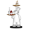 White Bear Shaped Decorative Household Organizer With Two Trays Holding Small Bottles And Items