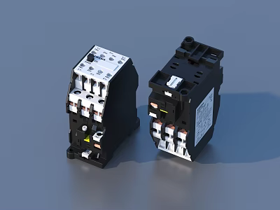 Black Electrical Contactors With Terminals And Control Components For Industrial Use 3d model
