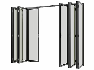 Modern Folding Door System With Glass Panels And Metal Frames 3d model