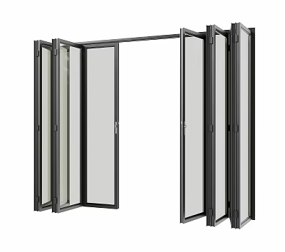 Modern Folding Door System With Glass Panels And Metal Frames 3d model