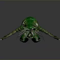 Green Centipede with Long Segmented Body and Numerous Legs on Dark Background 3d model