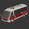 White And Red Emergency Ambulance With Flashing Lights And Side Windows