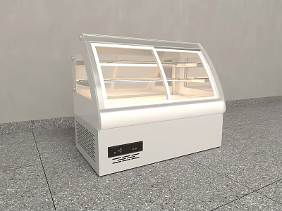 Refrigerated Display Case Shelving With Curved Glass Door And White Body Design 3d model