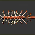 Game Movie Character With Red And White Body Long Neck Multiple Legs Spiked Back