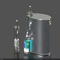 Silver Household Container With Small Cleaning Bottle And Slender Nozzle Accessory 3d model