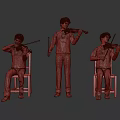 Men Conducting And Playing Violins In Plaid Vests Against Gray Background 3d model