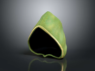 Green Textured Hood With Light Trim And Dark Interior Clothing Accessory 3d model