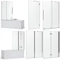 Modern Glass Partition For Bathroom With Frameless Design And Sliding Doors