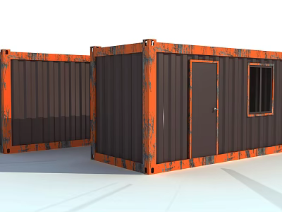 Industrial Equipment Two Orange And Black Containers With Doors And Windows 3d model