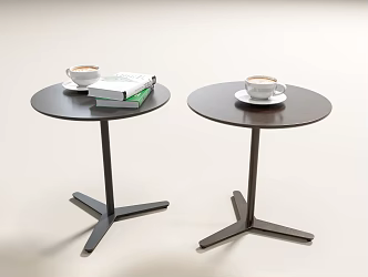 Modern side round corner coffee books round side 3d model