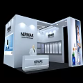 NIPMAR White Exhibition Booth with Reception Desk Product Displays and Brand Logo