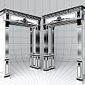 Symmetrical Classical Wooden Door Arches With Carved Patterns And White Columns