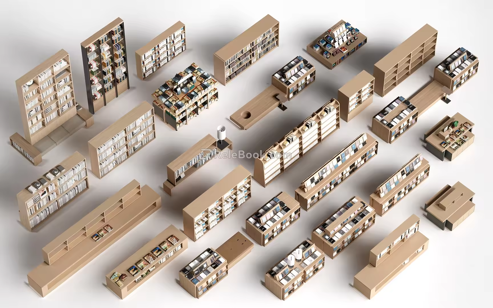 Modern Library Bookcase Bookshelf Decorative Rack Storage Rack Exhibition Rack 3d model