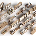 Modern Library Bookcase Bookshelf Decorative Rack Storage Rack Exhibition Rack 3d model