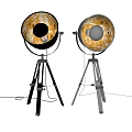 Modern Floor Lamp With Tripod Base Round Shade And Warm Yellow Light Metal Design