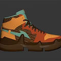 High Top Multicolor Sneakers With Yellow Blue Red And Brown Patchwork Design 3d model