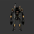 Futuristic Mechanical Robot Character With Yellow Black Armor Holding Sword In Standing Stance