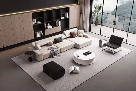 Modern sofa coffee table combination 3d model