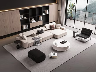 Modern sofa coffee table combination 3d model