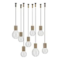 Modern Wooden Cube Glass Globe Pendant Light For Interior Decor Design