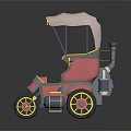 Stylized Tricycle With Pink Canopy Blue Seat And Yellow Wheels