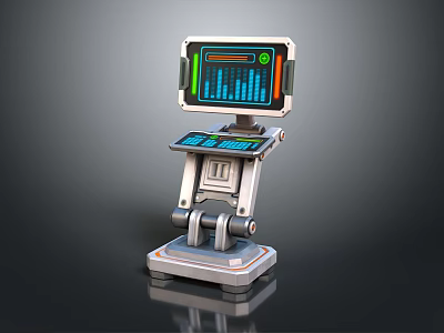 Compact Mechanical Robot Device With Digital Display Interface Graphics And Control Panel 3d model
