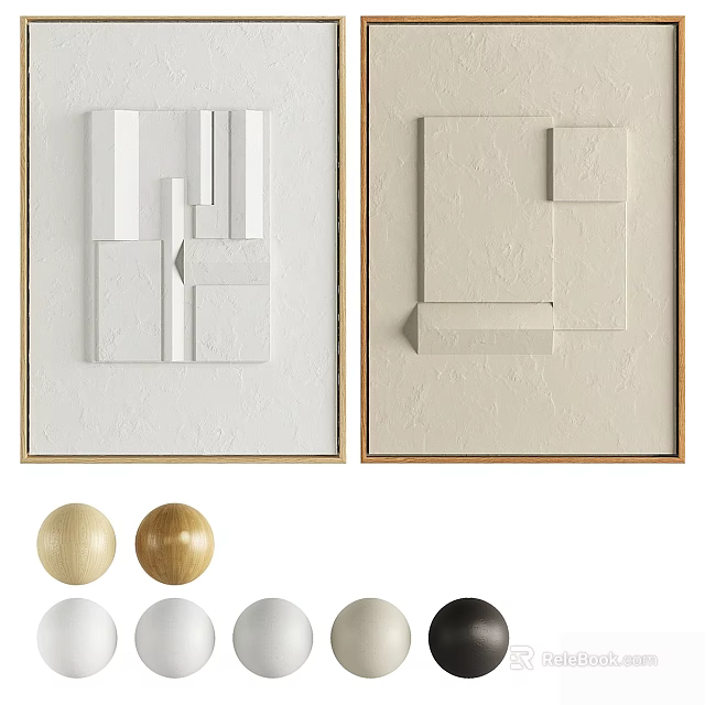 Abstract 3D Wall Art With Geometric Shapes And Colorful Spheres 3d model 
