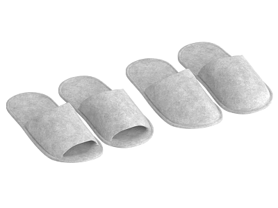 Two Pairs of Soft Comfortable Gray Slippers for Indoor Home Daily Use 3d model