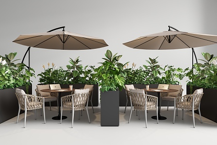 Outdoor Table and Chair Combination Outdoor Chair Cafe Outside Flowers and Flowers Flower Box Casual Table and Chair 3d model