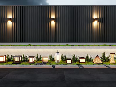 Outdoor Wall Mounted And Lawn Illuminated Lights For Exterior Wall Grass Area 3d model