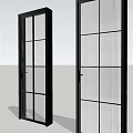 Modern Black Framed Hinged Doors With Glass And Mesh Grid On White Wall