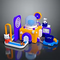 Colorful Commercial Equipment With Purple Target Board Orange Structure And Transparent Dome Interactive Figures