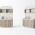 Modern Light Wood Storage Cabinet Shelf With Open Shelves And Decorative Items