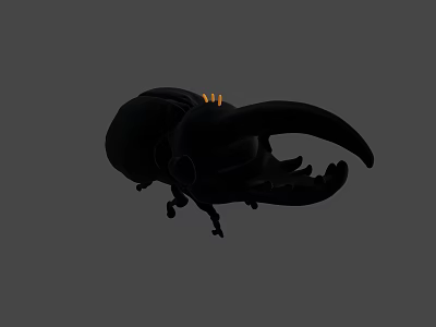 Mythical Black Beetle Game Character With Large Pincers And Yellow Horns 3d model