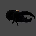 Mythical Black Beetle Game Character With Large Pincers And Yellow Horns