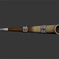 Elegant Traditional Decorative Horn With Wooden Body Carved Patterns And Silver Metal Trim