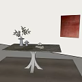 Modern Dining Table Simple Long Dining Table 3d model
