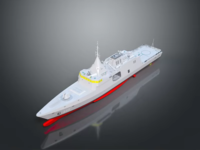 Modern Streamlined Vessel Design With White Hull Red Bottom And Superstructure 3d model