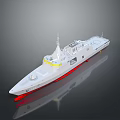 Modern Streamlined Vessel Design With White Hull Red Bottom And Superstructure 3d model