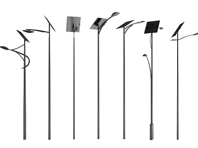 Solar Powered Outdoor Lights With Various Designs For Street And Garden Areas 3d model